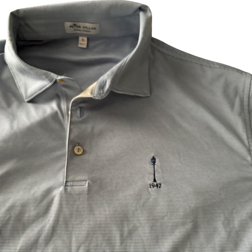 Peter Millar Carmel Country Club Polo Mens XL Blue Stripe Summer Comfort 1947
